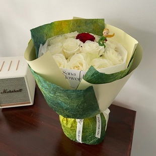小王子花束包装纸创意网红玫瑰花束包装材料平面石纹纸蛋糕