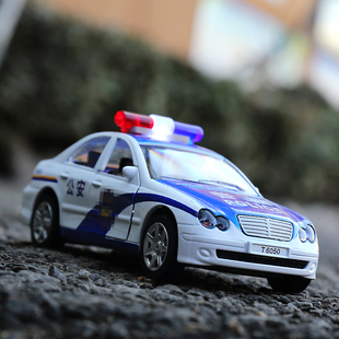 警车玩具真仿儿童警察，车合金回力车模，男孩小汽车模型生日礼物收藏