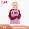 x-girl潮流女装时尚甜美logo长袖，套头圆领针织衫毛衫