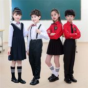 小学生表演朗诵套装背带裤，男女童长袖合唱演出服装儿童学院风校服