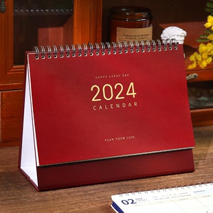 2024年的台历简约商务大格子办公室高档桌面摆件日历月历定制