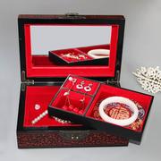 l首饰古盒锁中式带木质，结实木盒子，复汉风婚梳妆盒红色m