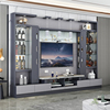 轻奢电视柜现代简约玻璃墙柜，一体组合背景墙，整体电视墙柜现代简约