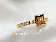 18kins金分不对称字母装饰戒指指环镶嵌珠宝，定制欧美时尚5