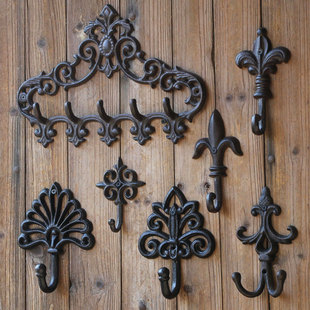 欧式复古铁艺铸铁挂钩庭院花园户外创意装饰挂衣钩钥匙钩墙壁挂