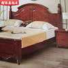 纯柏木深色标准美式床平床尾双人床，主卧实木床储物收纳婚床民族风
