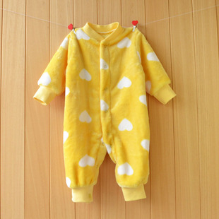 婴儿连体衣秋冬季加厚哈衣0-2岁男女宝宝爬服珊瑚绒连体衣睡衣