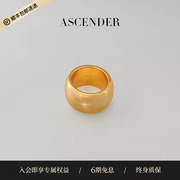 ASCENDER 时髦圆弧形光面金色戒指 素戒 925纯银 欧美小众设计
