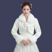 秋冬季新娘婚纱礼服披肩长袖，外套结婚旗袍伴娘，毛披肩(毛披肩)加厚保暖