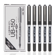 日本uniball三菱中性笔UB-150直液式走珠笔0.5水性签字0.38黑色水笔ub150盒装学生用黑笔文具
