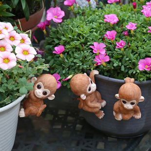 创意挂盆小猴子仿真小动物摆件户外庭院盆景装饰品小摆件园艺摆件