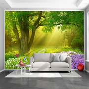 3d立体壁画自然森林风景，山水壁纸卧室客厅电视，沙发背景墙贴画自粘