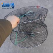 螃蟹笼虾笼蟹笼渔网螃蟹网圆形折叠40cm4孔钓具鱼笼笼子