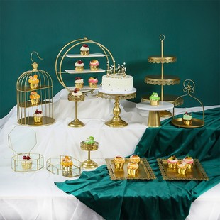 婚礼甜品台摆件欧式蛋糕，展示架婚庆道具蕾丝，蛋糕盘铁艺点心架