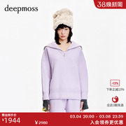 deepmoss冬季时尚休闲宽松版型，简约百搭羊毛，翻领针织衫毛衣女(毛衣女)