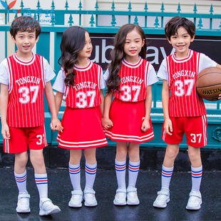 男童夏装篮球服套装，2023中大童女童演出服，夏季休闲运动两件套