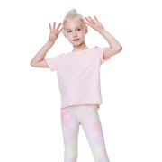 夏新冰感女童瑜伽服短袖速干透气空气衣跑步运动舞蹈健身宽松Tt恤