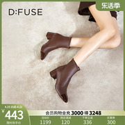 Dfuse冬季款圆头简约弹力瘦瘦靴粗跟短靴DF34116011
