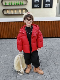 红色棉服男宝加厚男孩，2023新中式5-10岁国风，工装幼儿夹克早春