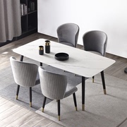 意式岩板餐桌轻奢北欧大理石实木餐桌椅组合现代简约小户型家用面