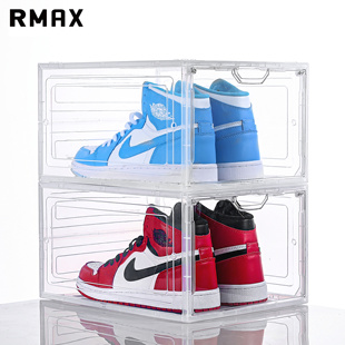 RMAX透明鞋盒AJ亚克力磁吸收纳神器宿舍鞋柜防尘加厚塑料折叠盒子