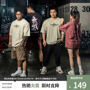 鹿家门夏季新款四大神兽2.0运动T恤男健身肌肉训练服大码宽松短袖
