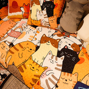 可爱猫咪时尚百搭布艺防滑沙发垫，简约现代猫星人客厅沙发巾沙发罩