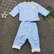 黄色小鸭新生婴儿铺棉套装保暖秋冬款男女宝宝0-6个月夹棉居家服