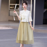 女装时尚休闲套装2024夏季新中式国风外套半裙两件套裙 YF9610
