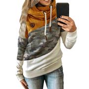Leopard-print paneled hooded sweatshirt豹纹拼接 抓绒连帽卫衣
