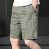 夏季军绿色纯棉印花5分短裤男士ins潮流潮牌宽松外穿休闲款五分裤