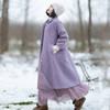 紫叶丁香紫色呢子大衣女，2023年冬季高级感中长款宽松毛呢外套