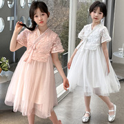 女童连衣裙夏季高级感10岁女孩，洋气超仙大童白色公主裙8儿童裙子