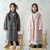 韩国童装高端儿童百分百双面，羊绒呢子大衣，男女童西装领长款外套