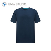 BMW Studio宝马男装2023夏季简约纯色圆领休闲男士短袖T恤