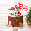 烘焙蛋糕装饰红色背带裤女孩软陶插件森林蘑菇宝宝生日卡通插牌
