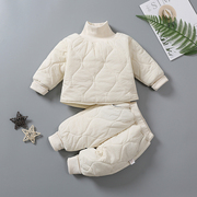 婴儿冬装棉衣套装秋冬季男分体，宝宝冬季棉袄棉裤两件套女一岁衣服