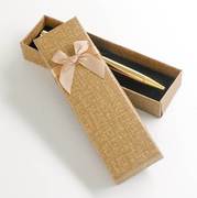 粉色钢笔盒硬纸盒 天地盖盒米色蝴蝶结少女心可爱包装盒子l23
