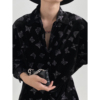GENESISBOY 闪闪发光的蝴蝶印花丝绒长袖衬衫男秋季韩版chic衬衣