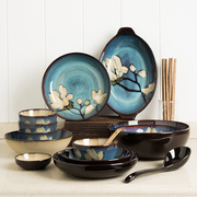 碗碟套装 家用日式加厚彩色可爱4/6人微波炉饭碗汤碗菜盘陶瓷餐具