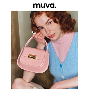 MUVA法式复古小众手提包包女贝壳包牛皮马鞍单包肩斜挎包MU82