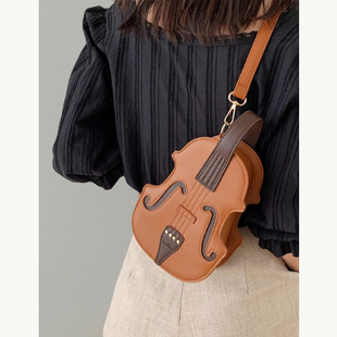 可爱搞怪双肩背包包，女2024潮时尚，手提单肩包网红斜挎小提琴包