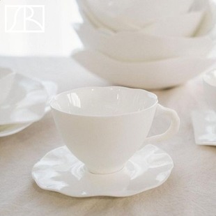 比利时Serax 不规则纯白骨瓷咖啡杯茶杯茶壶日式茶具套装下午茶