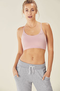橡皮粉美背性感吊带式运动文胸有胸垫，跑步健身瑜伽内衣胸罩