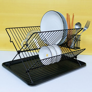 厨房置物c架碗盘筷子勺子沥水架碗筷滤水收纳架纯色可折叠x型碗架