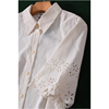 外单精美镂空刺绣，乳白色短袖雪纺衬衫
