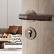 卧室门锁室内g原木风门把手静音磁吸家用木质木门锁具新中式房门