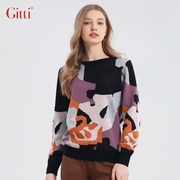 Gitti/吉蒂秋冬时尚宽松大码毛衣女套头羊毛针织衫G235256