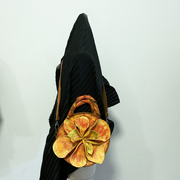 原创油画 牛皮圆包 小众艺术 手绘立体 花瓣包 斜跨包 植鞣手提包
