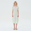 原创设计Lou de Nannan夏季淡绿色泡泡袖针织几何提花连衣裙+内搭